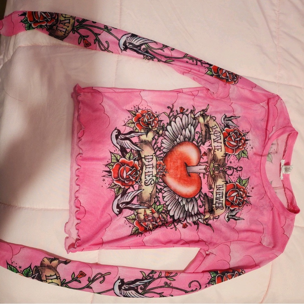 Pink Y2K sheer shirt